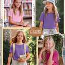 Oakgarden 3 Pack Girls' T Shirts Short Sleeve Tops Soft Boat Neck Cute Shirts Kids Lightweight Summer Loose Tees
