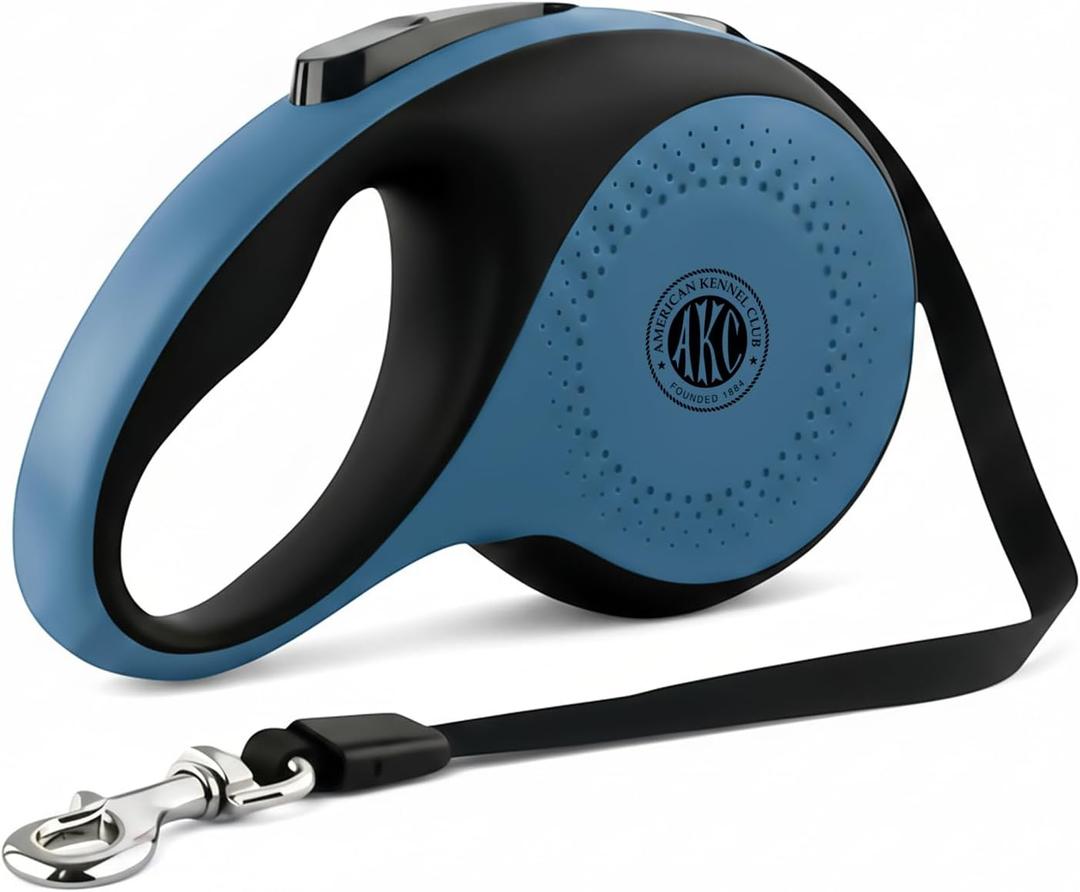American Kennel Club Heavy Duty Retractable Dog Leash, 16.4ft, Tangle-Free, Ergonomic Grip, One-Hand Brake, for Medium & Large Dogs up to 110 lbs Blue, Large Dog (Up to 110 lbs)