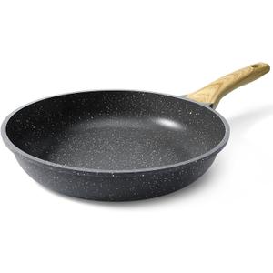GiPP Nonstick Frying Pan Skillet - 9.5" Grey Granite Non Stick Pans, Omelette Pan with Heat-Resistant Handle, Compatible with All Stovetops, PFOA Free (Gray)
