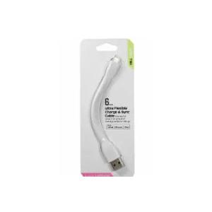 CELLCandy Ultra Flexible 6inch Charge and Sync USB-to-Micro USB Cable - WHITE