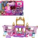 Mattel Disney Princess Carriage to Castle Transforming Playset with Aurora Small Doll, 3 Levels, 6 Play Areas, 4 Figures, Furniture & Accessories (One Size)