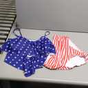 Holipick High Waisted Tankini Swimsuits for Women Ruffle Tops with Tummy Control Bottom Two Piece Bathing Suit (Medium, American Flag)
