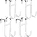 FYY Over The Door Hooks - 4 Pack Heavy Duty Dual-Hook Organizer Hanger with Non-Slip Rubber for Towels, Clothes, Hats & Bags Use in Bathroom, Bedroom, Kitchen - Fits Interior Doors Up to 1 3/8" White