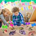AMENON 6 Pack 4.6" Large Easter Eggs Filled with Dinosaur Pull Back Car Toys, Easter Basket Essential Stuffers,Eggs with Toys Inside Pull Back Vehicles for Kids Toddlers Boys Girls Party Favors Gifts