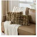 Cheetah Print Faux Fur Fluffy Pillowcases,Plush Soft Throw Pillow Covers, Fuzzy Decorative Leopard Print Pillow Cases, Furry Brown Leopard Cushion Covers for Couch Sofa-12x20 inch Set of 2