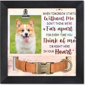 Pet Dog Memorial Gifts for Loss of Dog, Dog Sympathy Gift, Dog Loss Sympathy Gift, Pet Memorial Dog Picture Frame, Pet Memorial Frame with Collar Holder, Cat Memorial Gift
