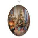 LKETW Vintage Christmas Tree Oval Wall Art Decor, Retro Christmas Oval Canvas Hanging Decor, Rustic Winter Holiday Xmas Tree Wall Decorations for Home Living Room Bedroom, 8.6x11.4 Inch
