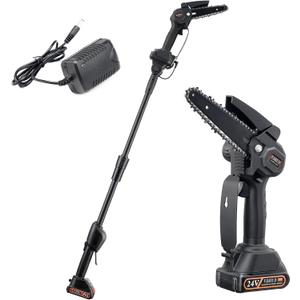 2-IN-1 Mini Chainsaw 6 Inch pole saws for tree trimming, Super Handheld Chainsaw with 2x Big Batteries, Small Hand saws for Tree Wood - 70inch Max Reach Pole Saw for Tree Trimming