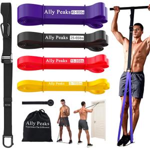 Ally Peaks Pull Up Assistance BandsHeavy Duty Resistance Band for Pull Up BarAdjustable Weight/Size with Fabric Feet/Knee Rest Pull up bands,Up to 410lbs Assistanceresistance bands and assist bands