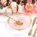 100PCS Clear Pink Plastic Bowls - 12 oz Pink Gold Disposable Salad Bowls - Heavy Duty Disposable Soup Bowl - Fancy Plastic Ice Cream Bowl for Weddings Parties Dinners Picnics