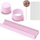 Round Cake Pop Mold Set with 9 Inch Tray and Sticks, ABS Cake Pop Maker, Circle Cake Pop Cutter and Pusher, Baking Molds Kit for Parties, Wedding,Home Desserts Making - Pink