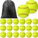 Sonwyoung 20 Pack Sports Practice Softball with Mesh Bag, Official Size and Weight Slowpitch Softball, Unmarked Leather Covered Youth Fastpitch Softball Ball Training Ball for Game Training (12 Inch)