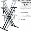RockJam Xfinity Heavy-Duty, Double-X, Pre-Assembled, Infinitely Adjustable Piano Keyboard Stand with Locking Straps