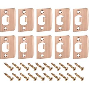 uxcell D-Type Door Strike Plate, 10Pcs 57mm x 45mm 201 Stainless Steel Latch Deadbolt Strike Plate for Door Frame Door Jamb, Red Bronze