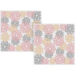 2 x Artoid Mode Pink Dahlia Floral Kitchen Dish Cloths, 12x12 Inch Quick Dry Microfiber Dishcloths for Kitchen Premium Dish Rags Set of 2