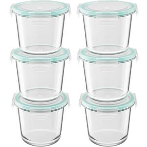 3 Cup Glass Meal Prep Containers With Turquoise Lids, Airtight 23oz glass Storage Container Set, Heat-Resistant BPA-Free for feeding the Southern Starter, Microwave, Dishwasher, Freezer Safe (Pack of 4)