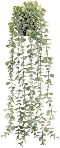 Der Rose 1Pcs Fake Plants Hanging Artificial Potted Faux Eucalyptus Plants for Modern Boho Farmhouse Bathroom Office Desk Wall Art Shelf Living Room Aesthetic Decor Indoor