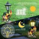 JIALINXIA Solar Garden Outdoor Statues Rooster Hen Couple with Light, Outside Decorations Chicken Sculptures for Patio Yard Lawn Walkway Ornaments