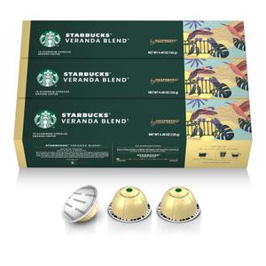 Starbucks by Nespresso Vertuo, Veranda Blend, Blonde Roast Coffee, 30-count Coffee Pods, Brews 7.8 oz. (EXP 02/04/27)