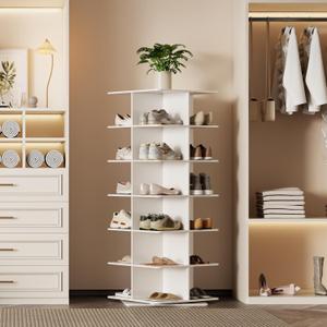 Rotating Shoe Rack Tower, PVC Material Structure, 5-Tier 360 Swivel Lightweight Shoe Organizer, Space-Saving Spinning Shoe Shelf for Entryway, Closet, Bedroom Nook