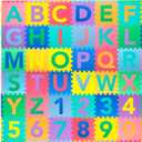 ProSource Kids Puzzle Alphabet, Numbers, 36 Tiles and Edges Play Mat, 12"x12", Abc & 123