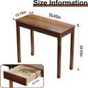 Solid Wooden Desk with Drawers - 36 x 16 Inch Narrow Desks for Small Spaces, Rubberwood Mid Century Modern Desks, Simple Vintage Study Table, Small Writing Desk for Bedroom - Walnut Color