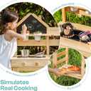 ROBUD Wooden Outdoor Play Kitchen for Kids – Mud Kitchen Playset with Refillable Water Tank, 2 Pots, 3 Garden Tools, 2 Planting Cups & House Chalkboard, Backyard Role Play