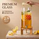 L'ÉPICÉA Drink Dispenser, Glass Drink Dispenser with Stand, Drink Dispenser for Parties, Beverage Dispenser with Stand, 304 Stainless Spigot, Gallons Iced or Hot Beverage Dispenser (11L（2.9Gallon)