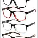 Reading Glasses for Men 4-Pack Stylish Computer Readers with Spring Hinges, Anti Glare/Eye Strain Filter UV Ray Blue Light Blocking Two-Tone Reader Eyeglasses,+1.5 Magnification Strength