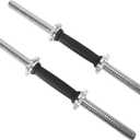 Threaded Dumbbell Rubber/Chrome Handles 1 Inch Pair, Adjustable Dumbbell Bar Handles, Fits Standard Weight Plates with 1” Diameter, for Gym Workouts, Exercise, Weightlifting, Sold in Pair