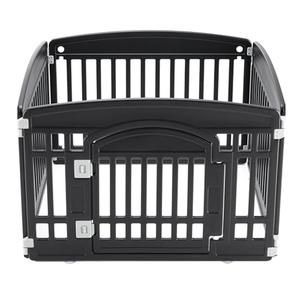 NEWBULIG Dog Playpen 4-Panel, 24IN Puppy Playpen, Stable Dog Play Pen Indoors/Outdoor with Secure Locking Door, Plastic Pet Fence for Small & Medium Dog, Black 35"L x 35"W x 23.6"H