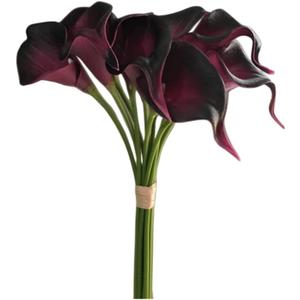 12pcs Artificial Calla Lily Flowers, 13" Single Heads PU Flower Small Flower Bouquet Accessorie, Calla Lily Bridal Wedding Bouquet for Greenery Plants Indoor Outside Garland Home Office Decor (Purple)