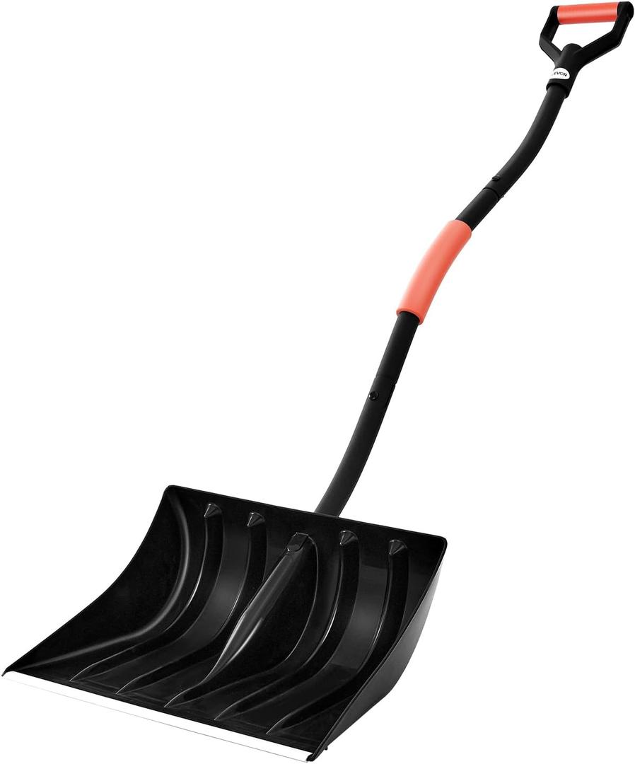 VEVOR Snow Shovel for Driveway, 17 in Wide Plastic Snow Shovel with D-Shaped Handles & Aluminum Blade, Large Capacity Snowplow Shovels, Lightweight Snows Removal Tool for Garden Car Camping (Black)