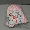 Pink and Green Striped Christmas Kitchen Dish Tea Towels, Coquette Pink Bow Wreath Xmas Tree Decorative Hand Towels for Bathroom Kitchen, Christmas Bathroom Decor, 16x24 Inch Set of 3 (Color-5)