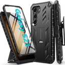 FNTCASE for Samsung Galaxy S23 Case: Heavy Duty Rugged Shockproof Protective Cover with Belt-Clip Holster & Kickstand | Military Grade Protection Rugged Phone Case for Galaxy S23 6.1 inch (Black)