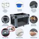 24 Inch Portable Collapsible Dog Crate, Foldable Soft Dog Kennel with Soft Warm Blanket and Foldable Bowl for Large Cats & Small Dogs, Indoor & Outdoor Travel