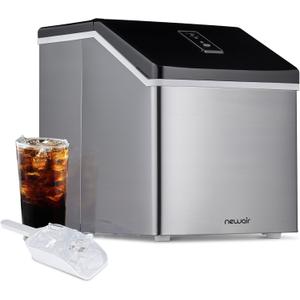 Newair Silver Countertop Ice Maker Machine, Compact Automatic Ice Maker, Cubes Ready in Under 15 Minutes, Portable Ice Cube Maker, Perfect for Home/Kitchen/Office/Bar