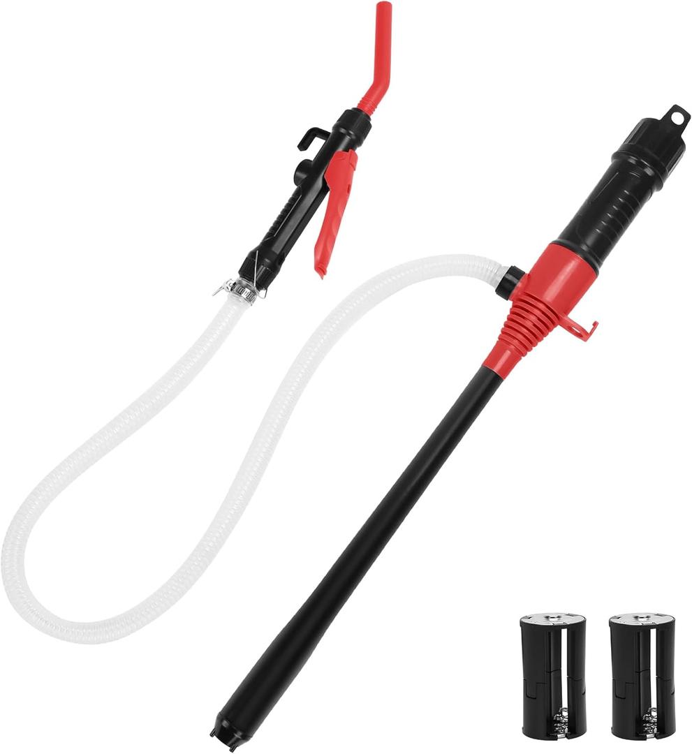 Portable Power Battery Pump with Clip, Electric Fuel Transfer Pump Handheld Water Transfer Pump,2.2 Gallons per Min, Siphon Pump for Fuel Water Gas Fish Tank(Red)
