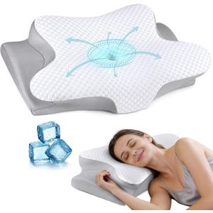 Cervical Neck Pillow for Pain Relief, Ergonomic Contour Pillow, Orthopedic Memory Foam Neck Support Pillow for Side, Back & Stomach Sleepers