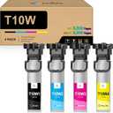 LeciRoba Remanufactured T10W Ink Cartridge Replacement for T10W100 T10W200 T10W300 T10W400 T10W Ink Cartridge Set for Pro WF-C5390 WF-C5890 Color Printer (4-Pack, Black Cyan Magenta Yellow)
