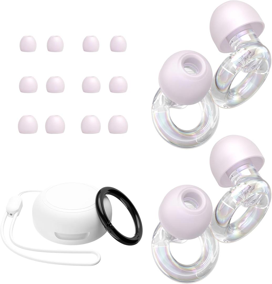 JUSTRVN Ear Plugs for Concert, 2 Pairs of Noise Reduction Earplugs 25dB-30dB with 8 Ear Tips&Carry case,Reusable Hearing Protection earplugs for Sleep,Social,Work,Focus&Noise Sensitivity