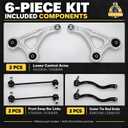 6Pc Front Lower Control Arm Stabilizer Bar End Link Tie Rod Fit for Nissan 2015 2016 2017 2018 Altima, 2016-2019 2020 2021 2022 2023 Maxima, K622838 K622839 K750094 K750095 ES801196 ES801197