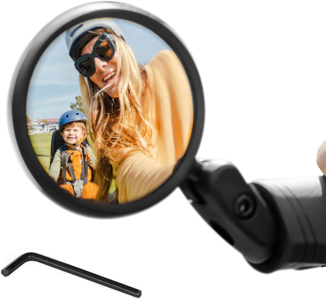 Aventon Handlebar Grip Bike Mirror, rear view mirror with a wide field of view, Easy to install and adjust bike mirror handlebar mount, Safe riding bike accessories