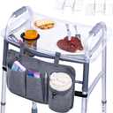BAGSFY Clear Walker Tray Table with Cup Holder & Storage Bag Non-Slip Food Tray, Fits Standard Folding Walkers with Side Bars, Walker Accessories for Seniors, Supports Up to 10 lbs