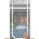 Reinforced Cat Screen Door, Fits Door Size 30''x 80'', Thickened Cat Resistant Mesh Screen Door for Living Room, Kitchen, Bedroom, Cat Proof Screen with Zipper Closure (U-Type, White)