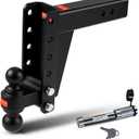 Adjustable Trailer Hitch with Dual Ball (2-inch and 2 5/16-inch Tow Balls), Fits 2 1/2-inch Hitch Receiver, Tow Hitches with 8 1/2-inch Drop/Rise (14,000lbs GTW) W/Trailer Hitch Lock
