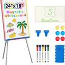 Dry Erase Board White Board for Kids 24x18 inch Art Easel for Kids Magnetic Tripod Whiteboard Art Easel and Flipchart Board with a Height-Adjustable Stand Perfect for Kid