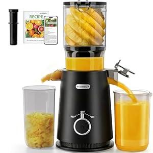 ECOSELF Juicer Machines - Wide Mouth Feed Chute with Self Feeding Hands-Free Design - Cold Press Juicer for Vegetables and Fruits - Juice Extractor Machine High Juice Yield - With Pusher