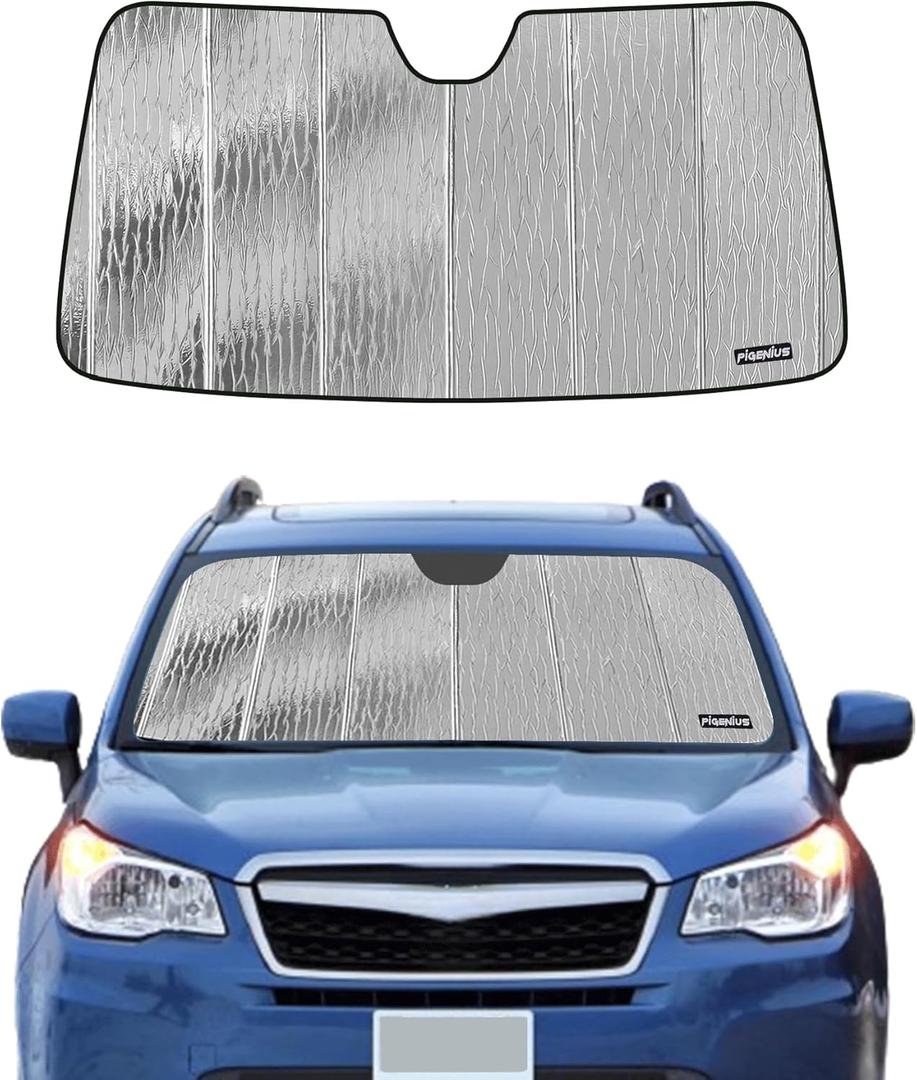 Windshield Sun Shade for Subaru Forester 2014-2018,with Eyesight Driver Assist,Front Window Sunshade Shield,2-in-1 Reflective Sun Shade,Silver for Summer, Black for Winter