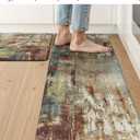 Collive Anti Fatigue Mats for Kitchen Floor, Abstract Cushioned Non Slip Kitchens Rugs Sets of 2 Waterproof, Red Comfort Foam Standing Mat for Sink, Laundry, Home Office, 17"x47"+17"x29"